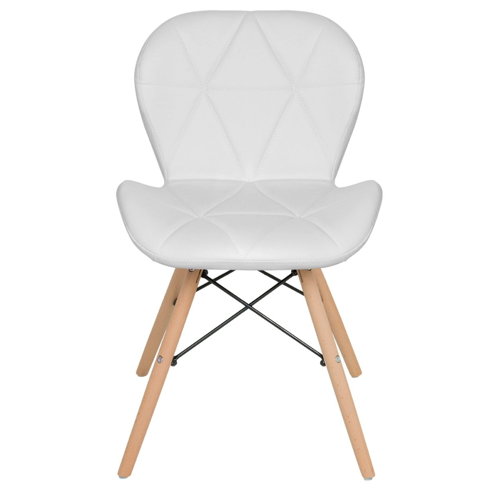Cadeira de jantar estofada Charles Eames Eiffel Slim Wood confort - Branco