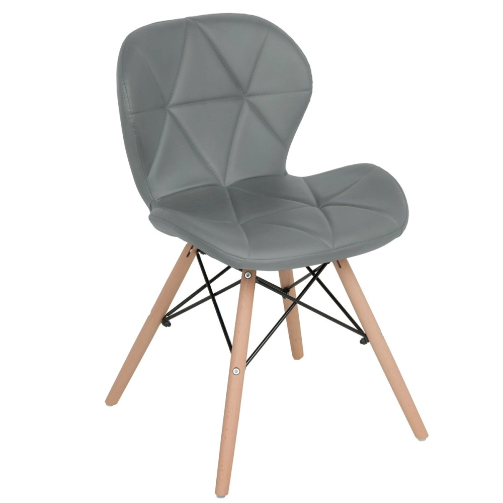 Cadeira de jantar estofada Charles Eames Eiffel Slim Wood confort - Cinza Cadeira de jantar estofada Charles Eames Eiffel Slim Wood confort - Cinza