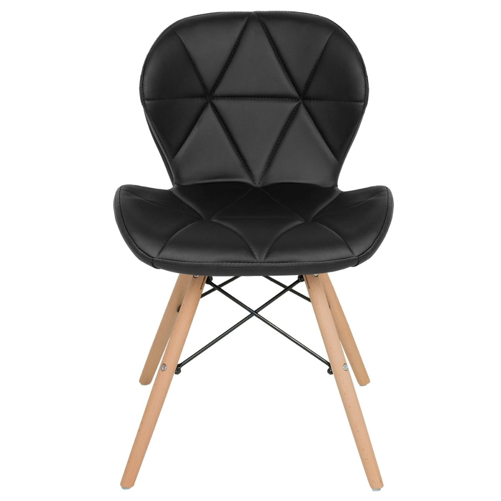 Cadeira de jantar estofada Charles Eames Eiffel Slim Wood confort - Preto Cadeira de jantar estofada Charles Eames Eiffel Slim Wood confort - Preto
