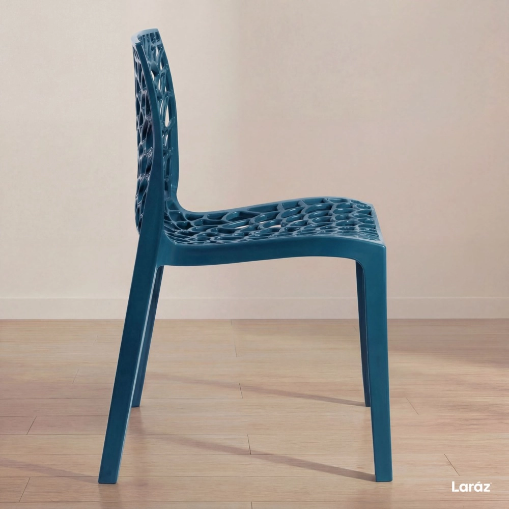Cadeira de jantar Gruvyer com design contemporâneo e anatômico - Azul petróleo