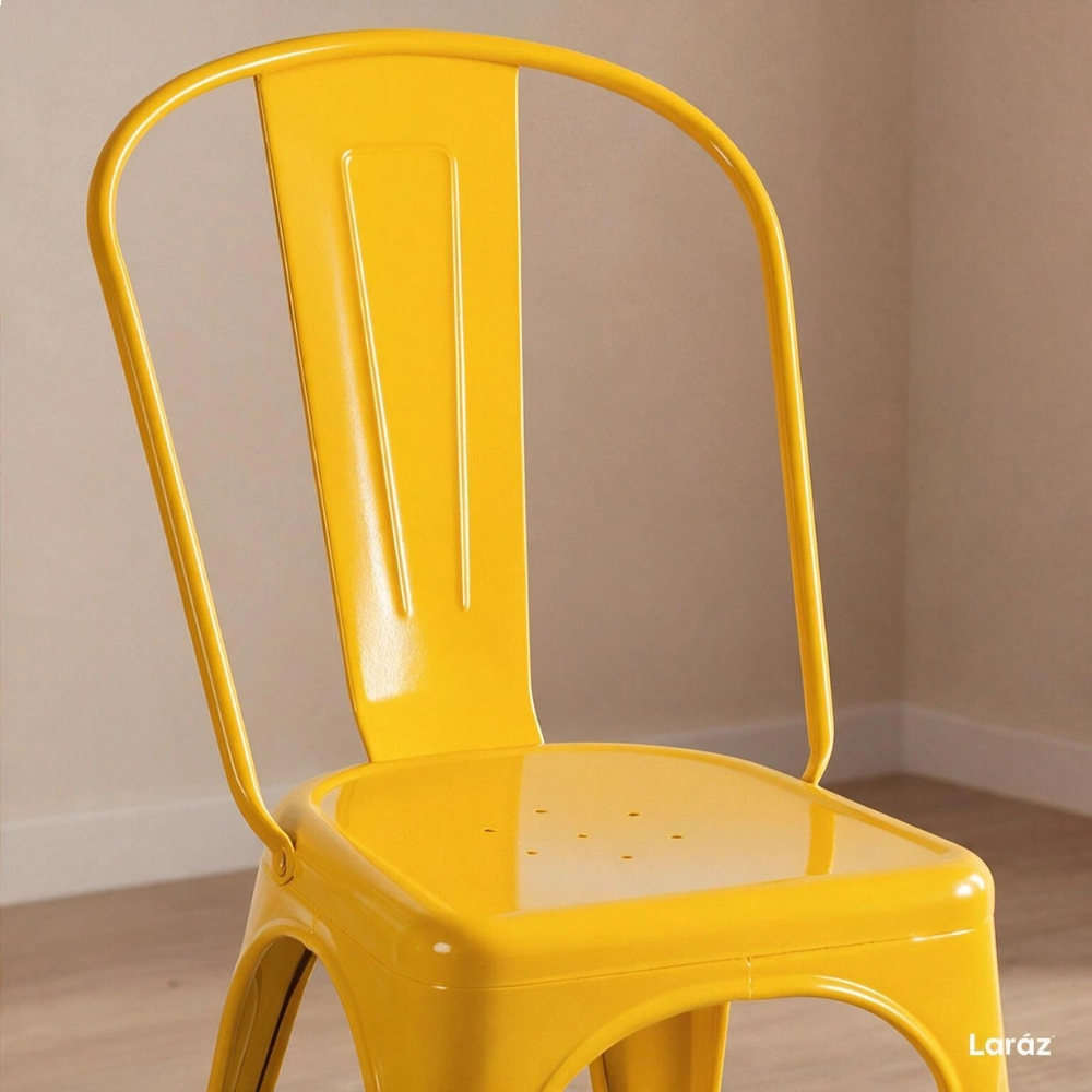 Cadeira de jantar Iron Tolix com design industrial – Amarelo Cadeira de jantar Iron Tolix com design industrial – Amarelo