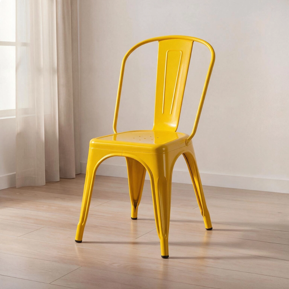 Cadeira de jantar Iron Tolix com design industrial – Amarelo Cadeira de jantar Iron Tolix com design industrial – Amarelo