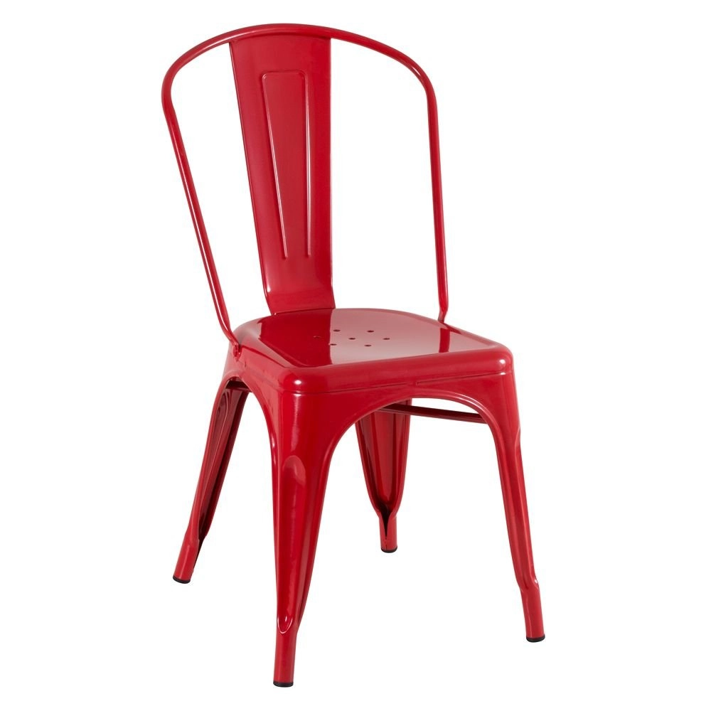 Cadeira de jantar Iron Tolix com design industrial - Vermelho