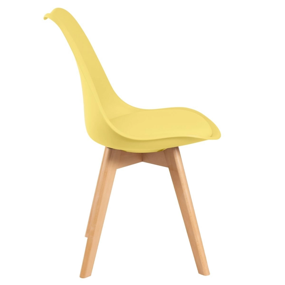 Cadeira de jantar Leda com assento estofado e design moderno - Amarelo Cadeira de jantar Leda com assento estofado e design moderno - Amarelo