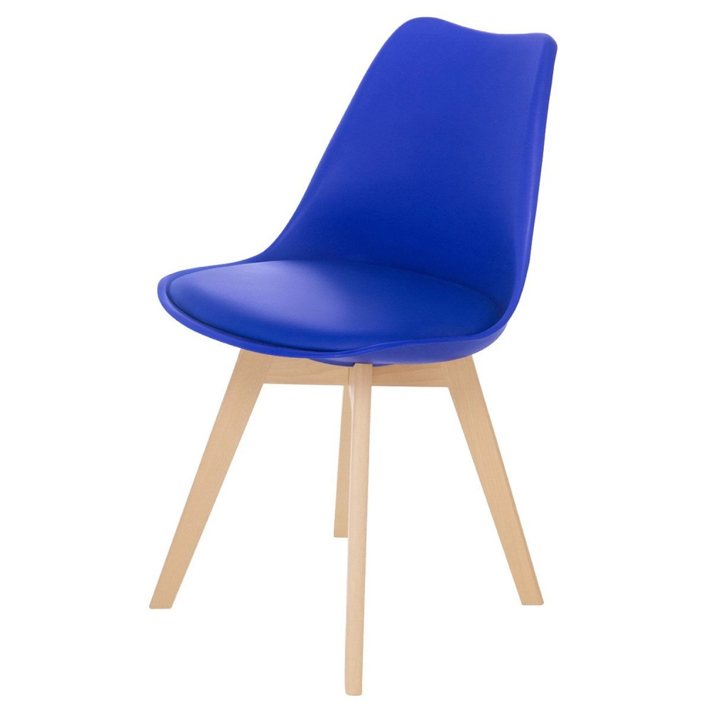 Cadeira de jantar Leda com assento estofado e design moderno - Azul Bic