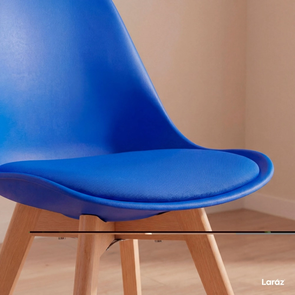 Cadeira de jantar Leda com assento estofado e design moderno - Azul Bic