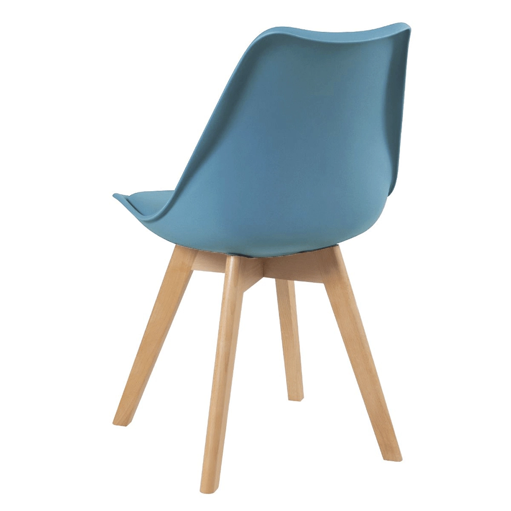 Cadeira de jantar Leda com assento estofado e design moderno - Azul petróleo