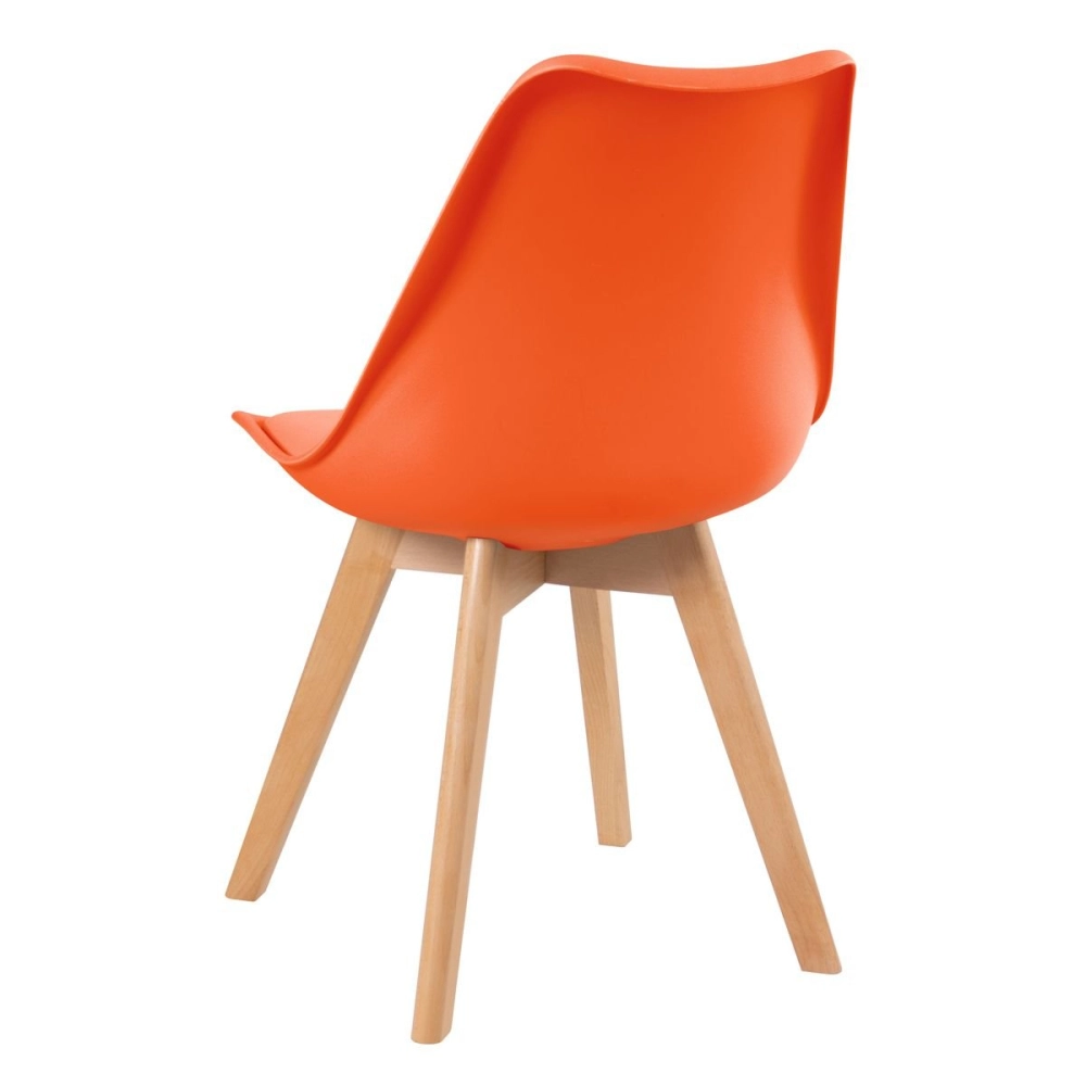 Cadeira de jantar Leda com assento estofado e design moderno - Laranja Cadeira de jantar Leda com assento estofado e design moderno - Laranja