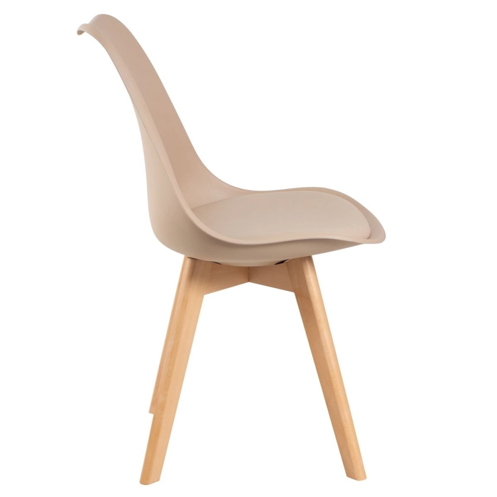 Cadeira de jantar Leda com assento estofado e design moderno - Nude Cadeira de jantar Leda com assento estofado e design moderno - Nude