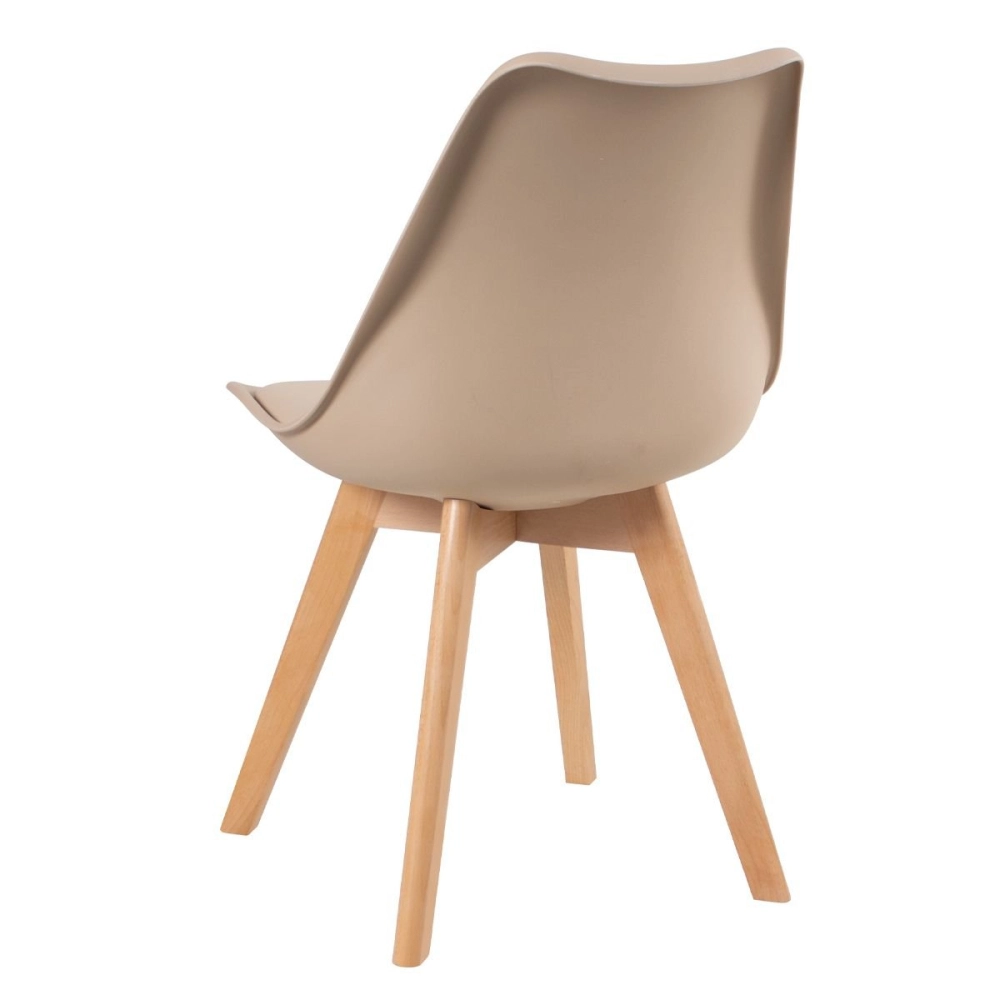 Cadeira de jantar Leda com assento estofado e design moderno - Nude Cadeira de jantar Leda com assento estofado e design moderno - Nude