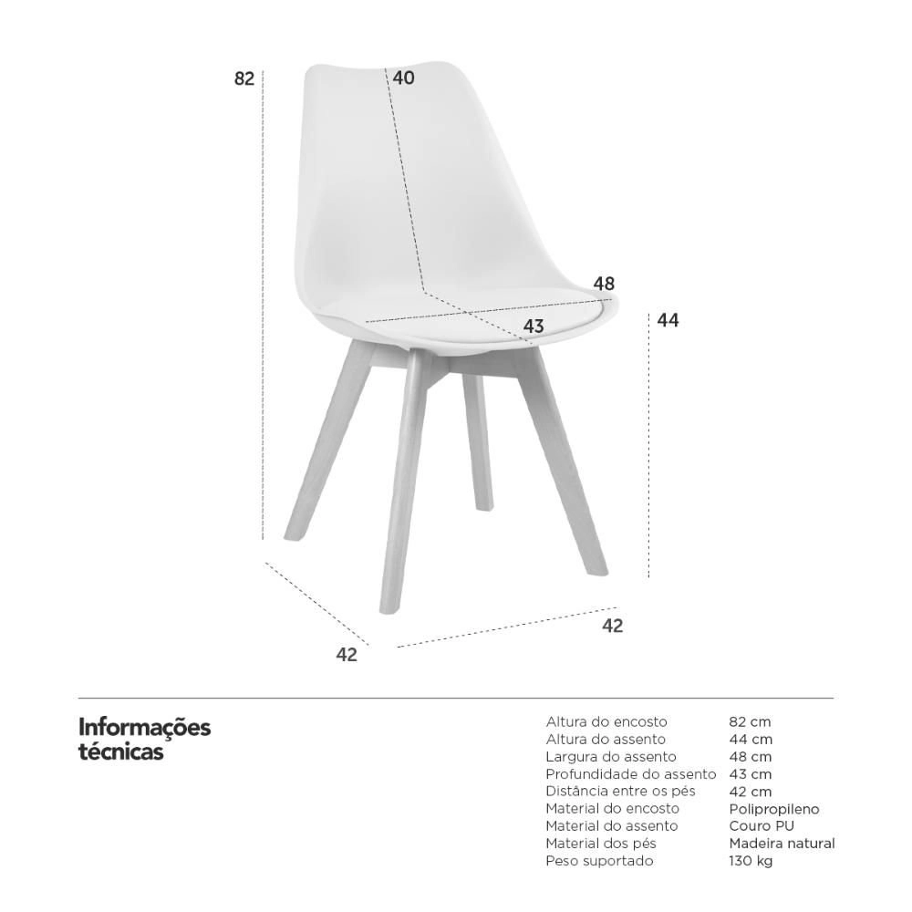 Cadeira de jantar Leda com assento estofado e design moderno - Nude Cadeira de jantar Leda com assento estofado e design moderno - Nude