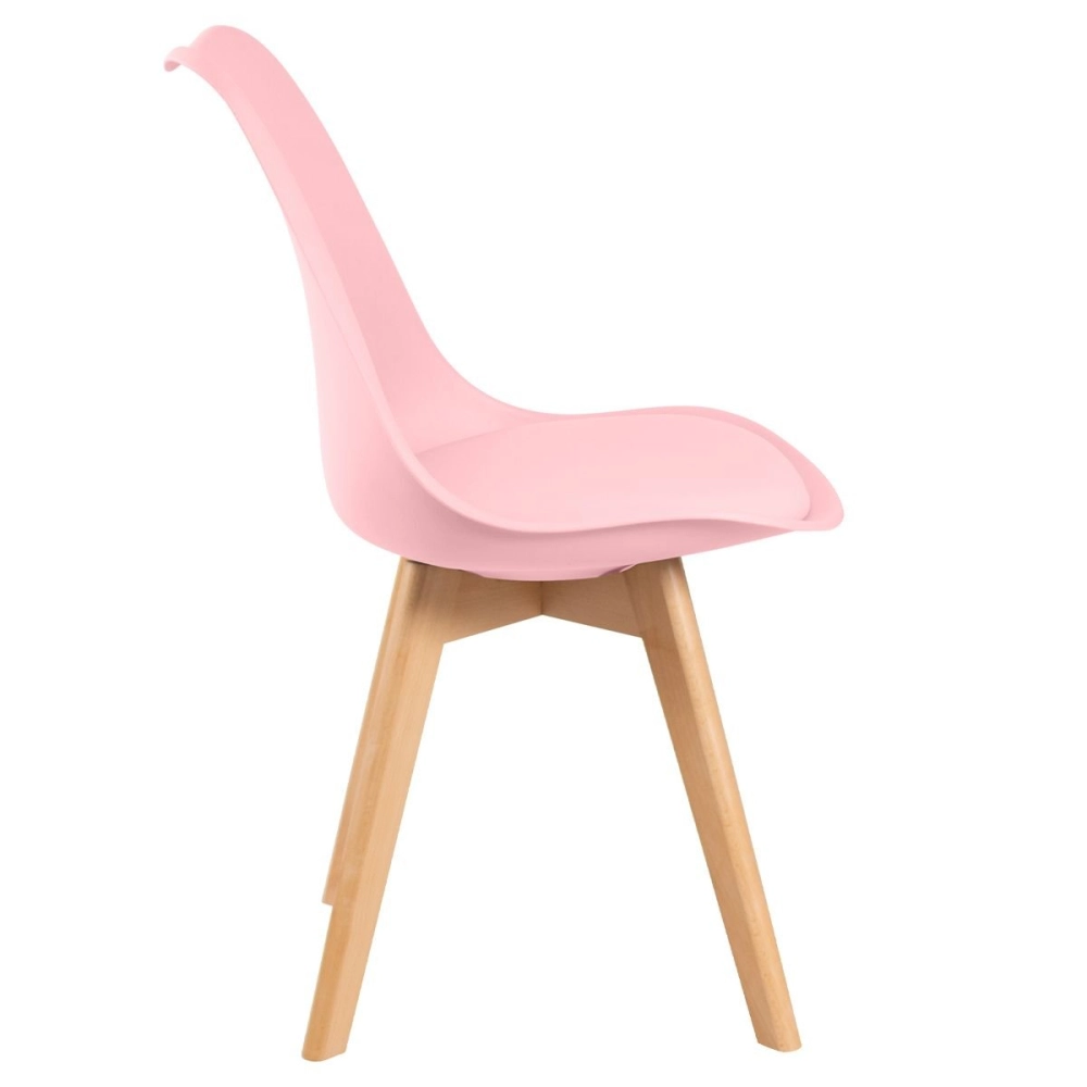Cadeira de jantar Leda com assento estofado e design moderno - Rosa claro