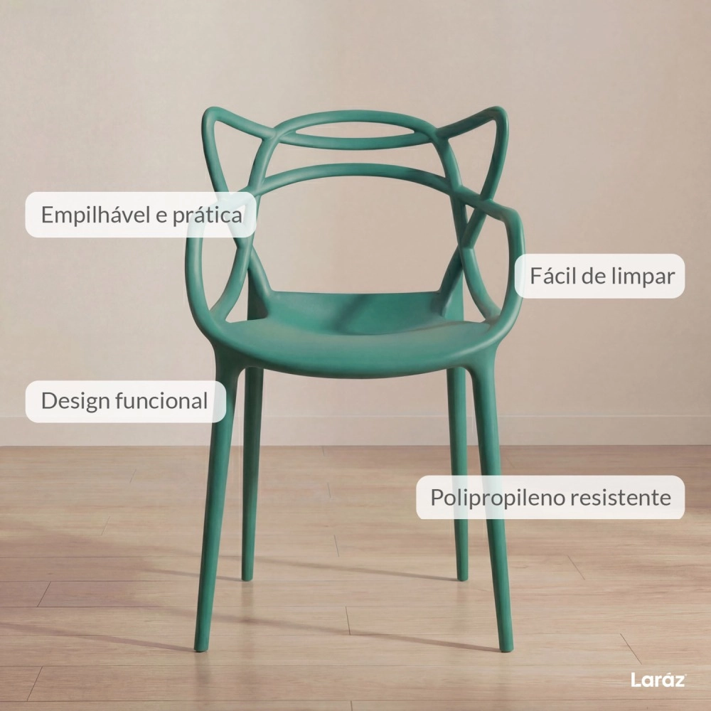 Cadeira de jantar Master Allegra Design Moderno em Polipropileno - Verde escuro