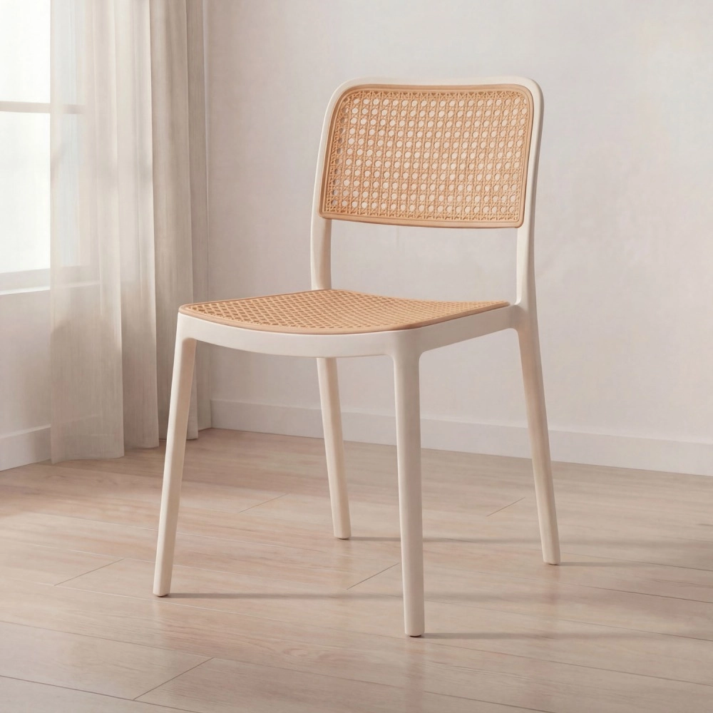 Cadeira de jantar Maya com design moderno e assento confortável - Branco Cadeira de jantar Maya com design moderno e assento confortável - Branco