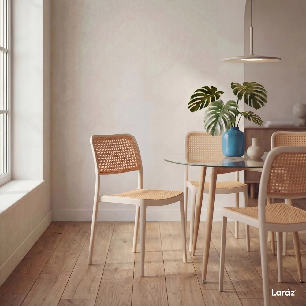 Cadeira de jantar Maya com design moderno e assento confortável - Branco Cadeira de jantar Maya com design moderno e assento confortável - Branco