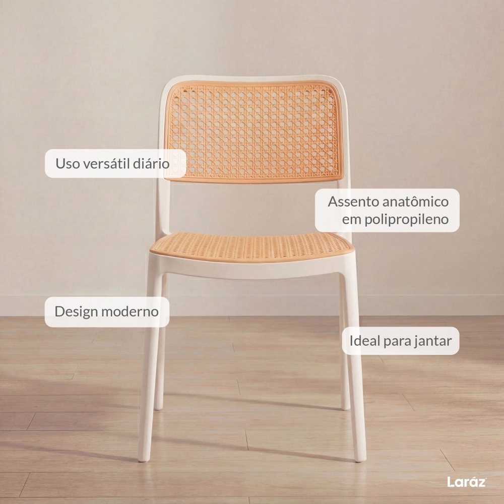 Cadeira de jantar Maya com design moderno e assento confortável - Branco Cadeira de jantar Maya com design moderno e assento confortável - Branco