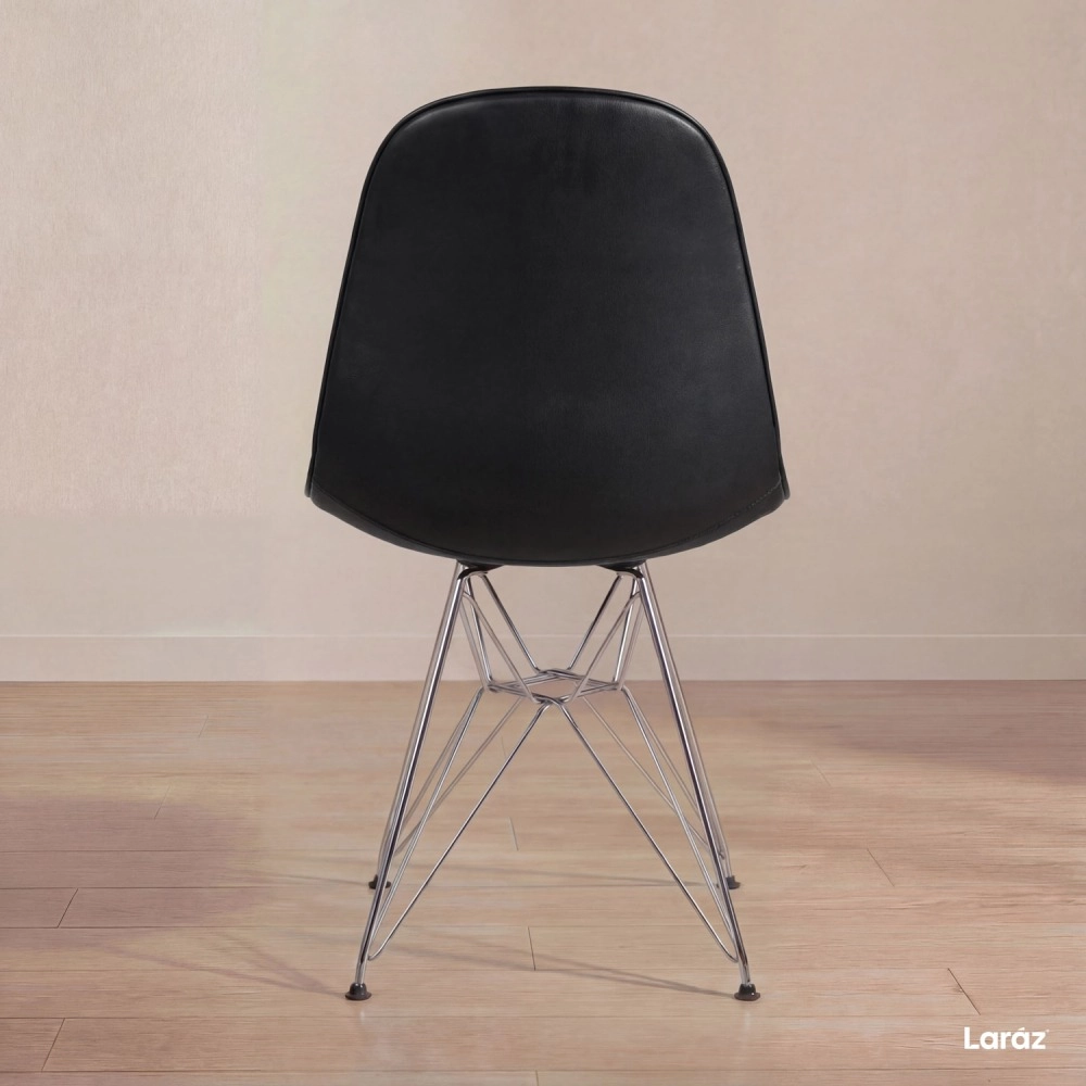 Cadeira estofada Charles Eames Eiffel Botonê DKR com pés de metal cromado - Preto Cadeira estofada Charles Eames Eiffel Botonê DKR com pés de metal cromado - Preto