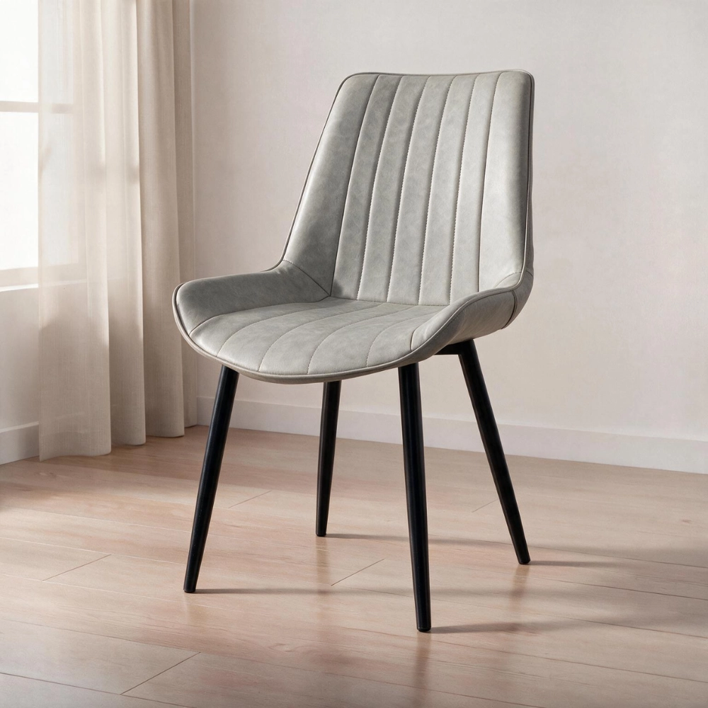 Cadeira estofada Chicago com design industrial - Cinza claro Cadeira estofada Chicago com design industrial - Cinza claro