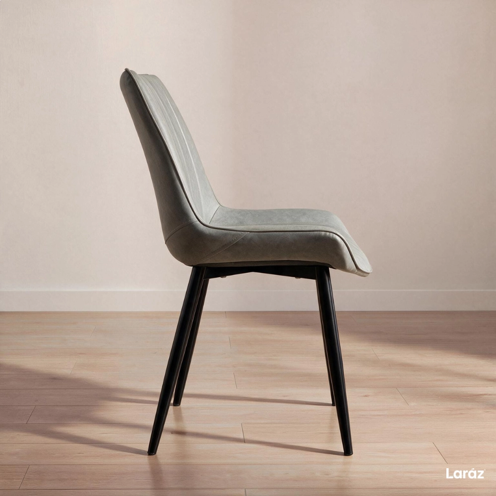 Cadeira estofada Chicago com design industrial - Cinza claro Cadeira estofada Chicago com design industrial - Cinza claro