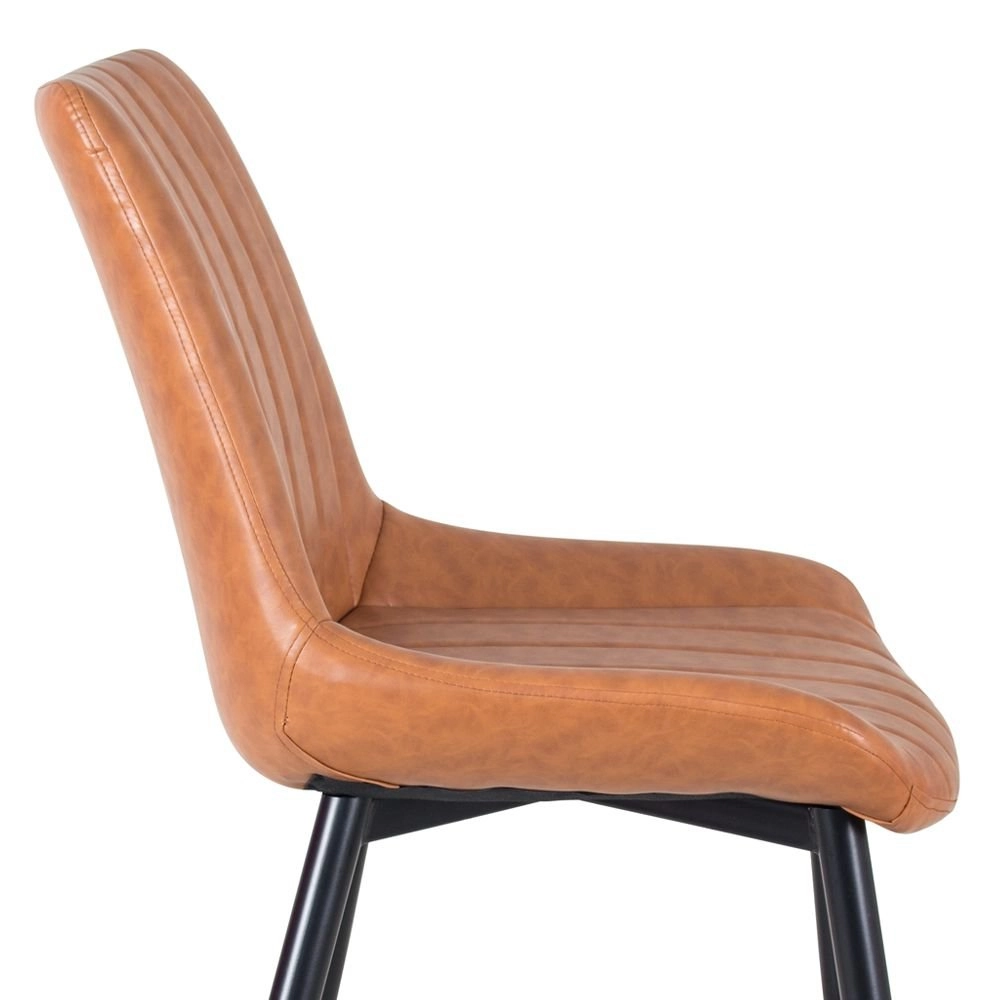Cadeira estofada Chicago com design industrial - Marrom