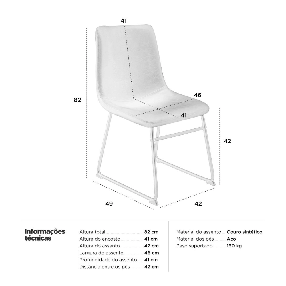 Cadeira estofada com Design Industrial Vintage Brusque - Preto