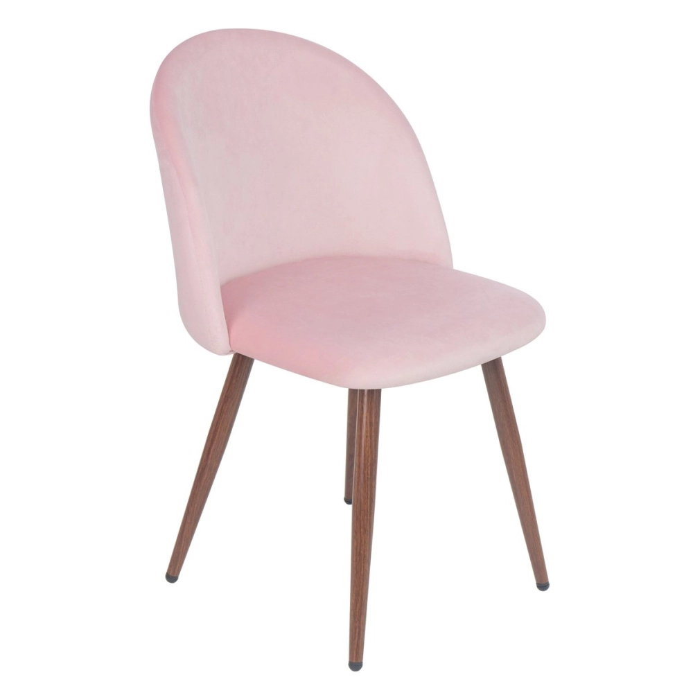 Cadeira estofada de jantar Maite Sedona em veludo - Rosa Claro Cadeira estofada de jantar Maite Sedona em veludo - Rosa Claro