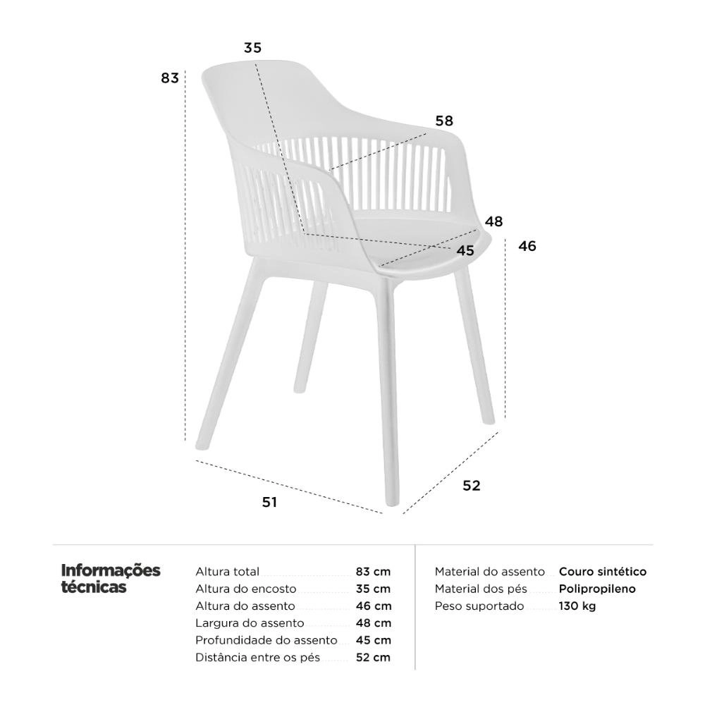 Cadeira estofada Marcela para sala de jantar e cozinha - Branco