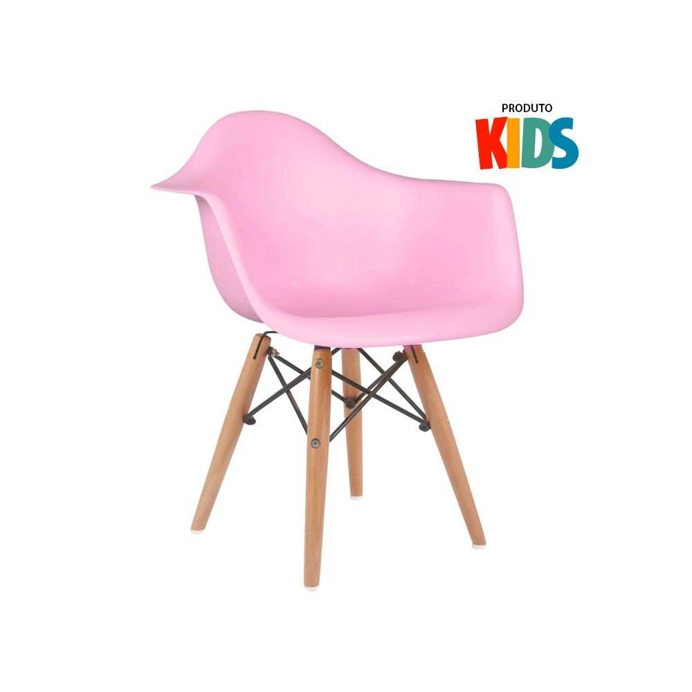 Cadeira infantil Eames Junior com apoio de braços - Rosa claro Cadeira infantil Eames Junior com apoio de braços - Rosa claro