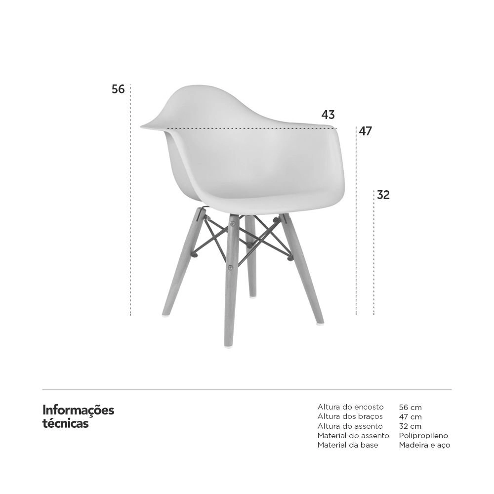 Cadeira infantil Eames Junior com apoio de braços - Rosa claro Cadeira infantil Eames Junior com apoio de braços - Rosa claro