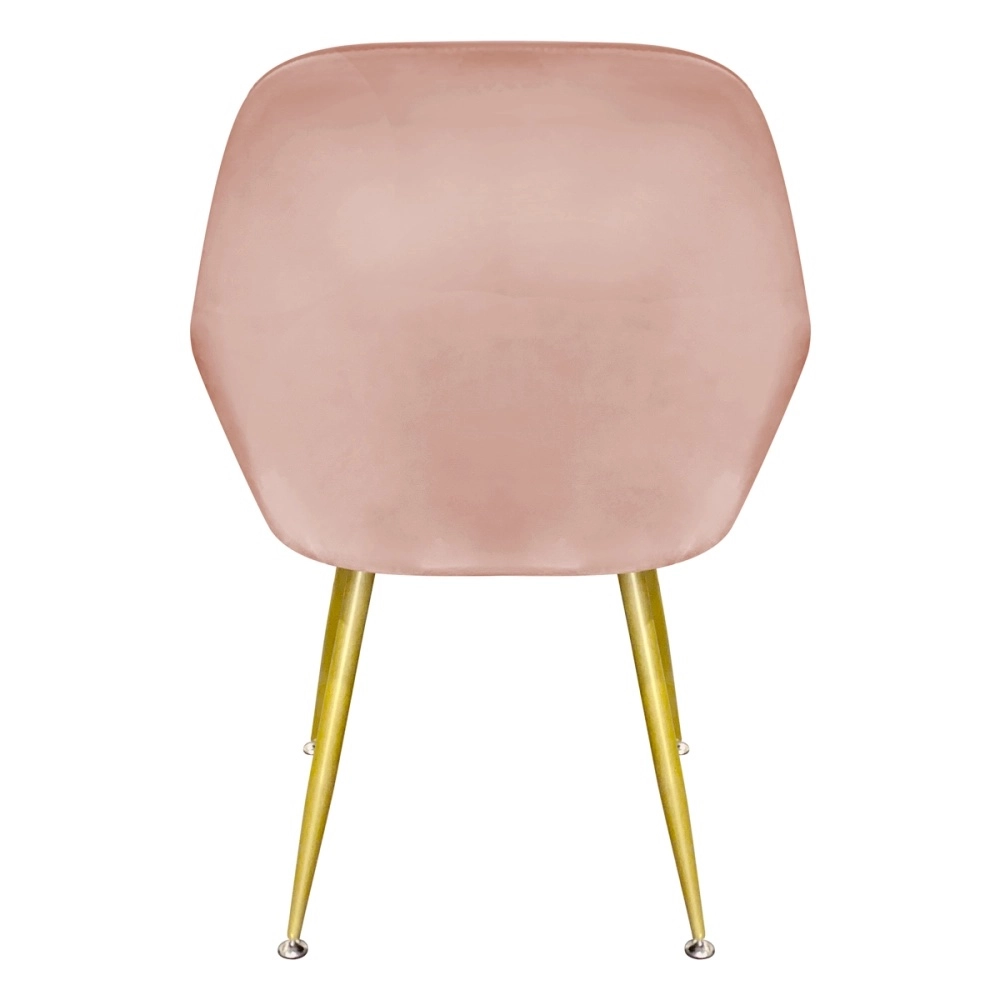 Cadeira Poltrona Lines com pés dourados Suede para sala de jantar - Rosa