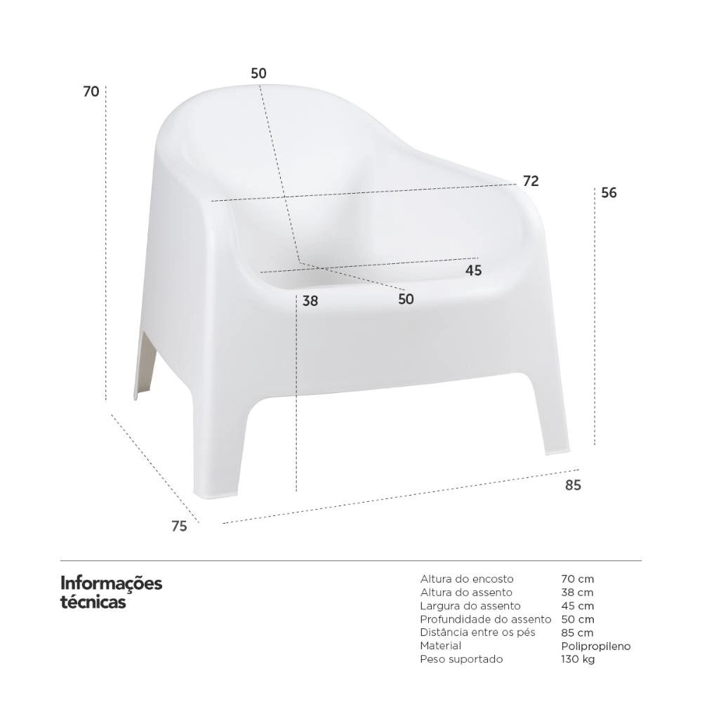 Cadeira poltrona para jardim varanda Skarpo - Branco Cadeira poltrona para jardim varanda Skarpo - Branco