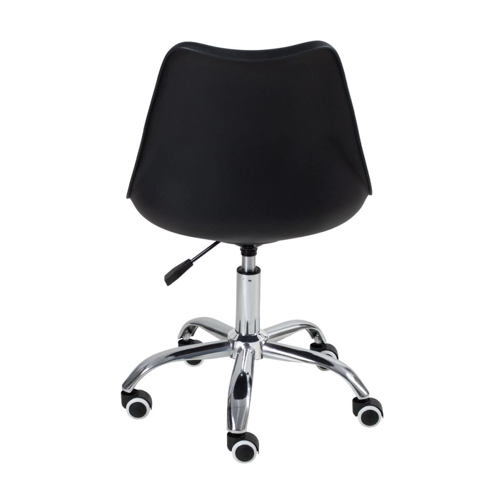 Cadeira Tulipa para Escritório com rodízios e assento estofado - Preto Cadeira Tulipa para Escritório com rodízios e assento estofado - Preto