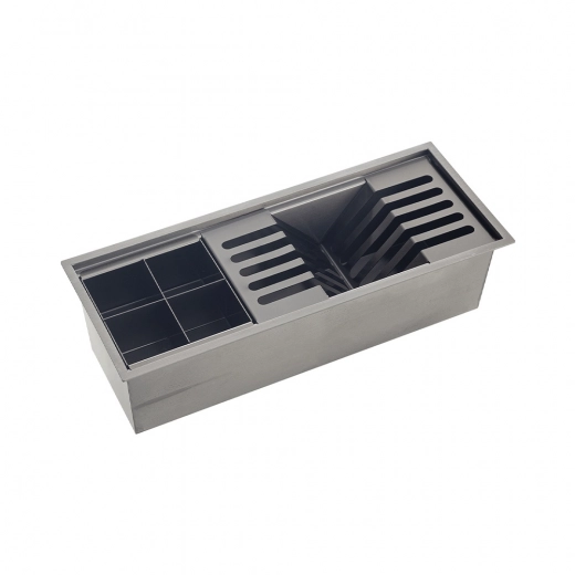 Canal Calha Úmida para Cozinha Gourmet Escorredor Embutida Aço Inox 304 Waiana 45x18 cm Preto