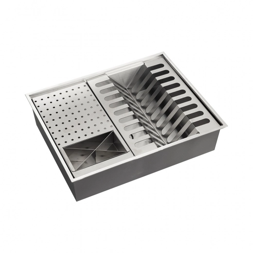 Calha Úmida para Cozinha Gourmet Escorredor Embutida Aço Inox 304 Baniwa 50x40 cm Prata