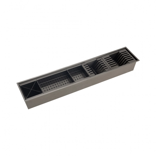 Canal Calha Úmida para Cozinha Gourmet Escorredor Embutida Aço Inox 304 Waiana 92x19 cm Preto