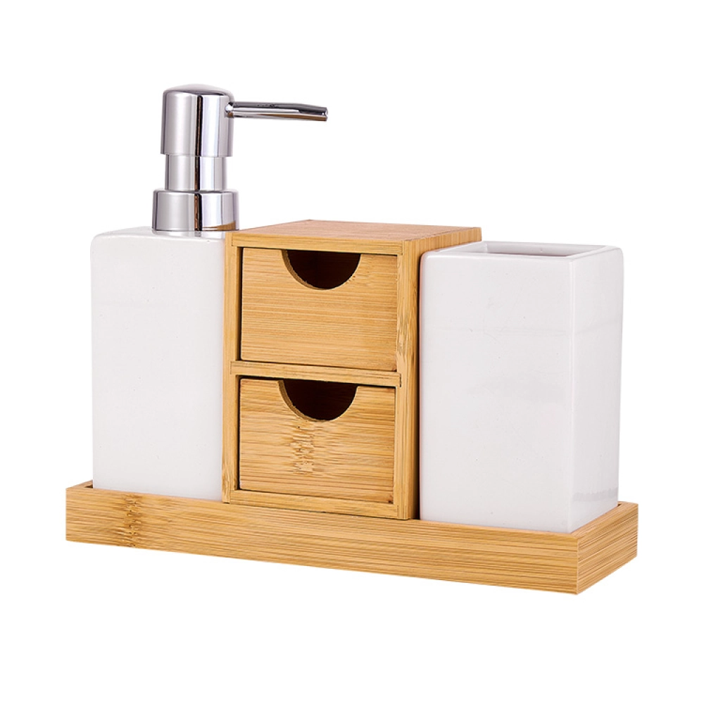 Conjunto para Banheiro 5 Peças Cera e Bambu - Mimo Style
