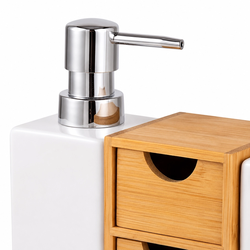 Conjunto para Banheiro 5 Peças Cera e Bambu - Mimo Style Conjunto para Banheiro 5 Peças Cera e Bambu - Mimo Style
