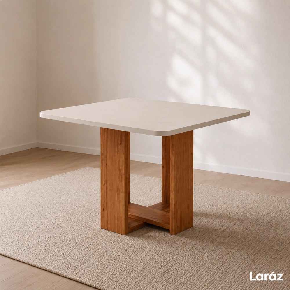 Conjunto Sala de Jantar Mesa Quadrada Marselha com 4 Cadeiras Estofadas Nice Laráz Conjunto Sala de Jantar Mesa Quadrada Marselha com 4 Cadeiras Estofadas Nice Laráz