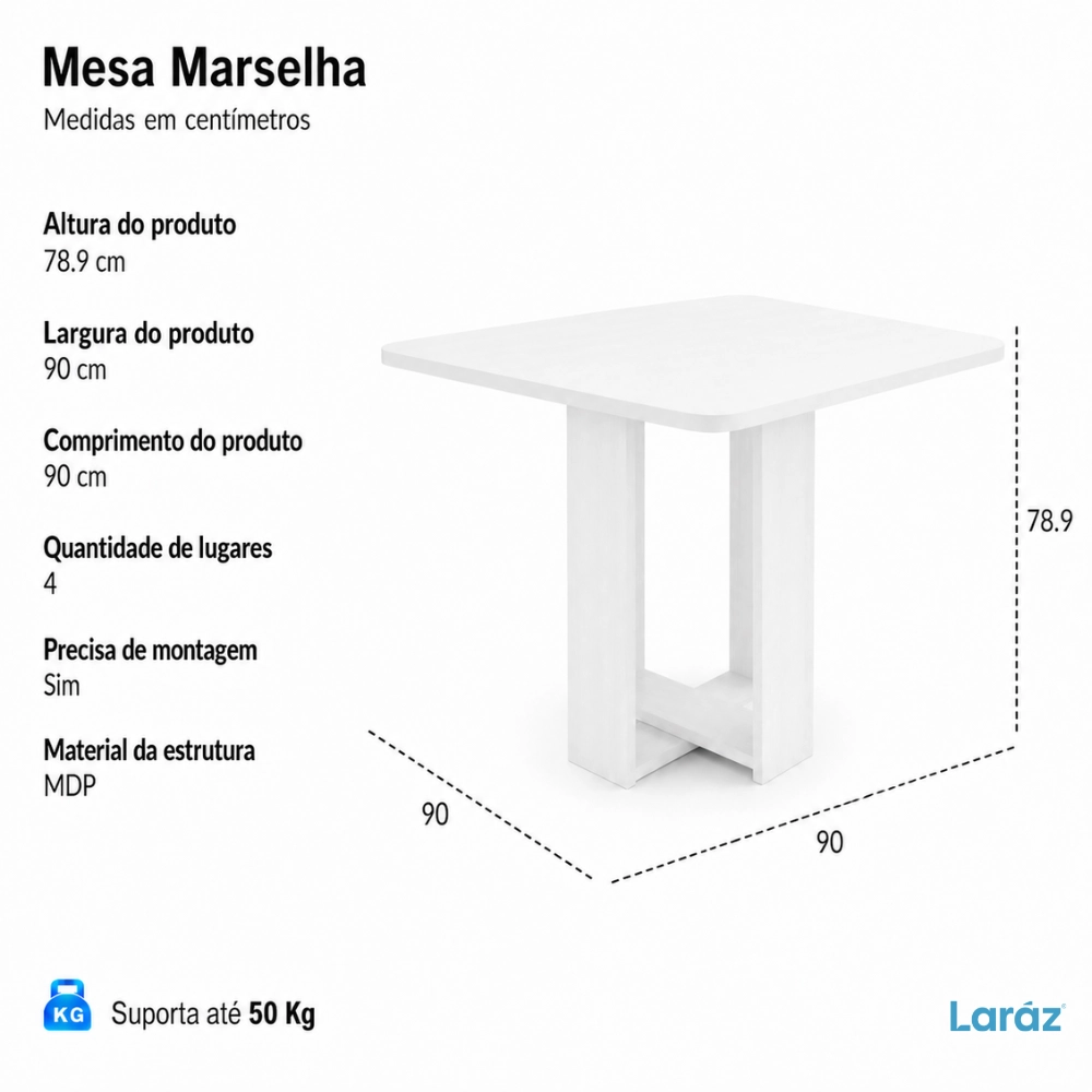 Conjunto Sala de Jantar Mesa Quadrada Marselha com 4 Cadeiras Estofadas Nice Laráz Conjunto Sala de Jantar Mesa Quadrada Marselha com 4 Cadeiras Estofadas Nice Laráz