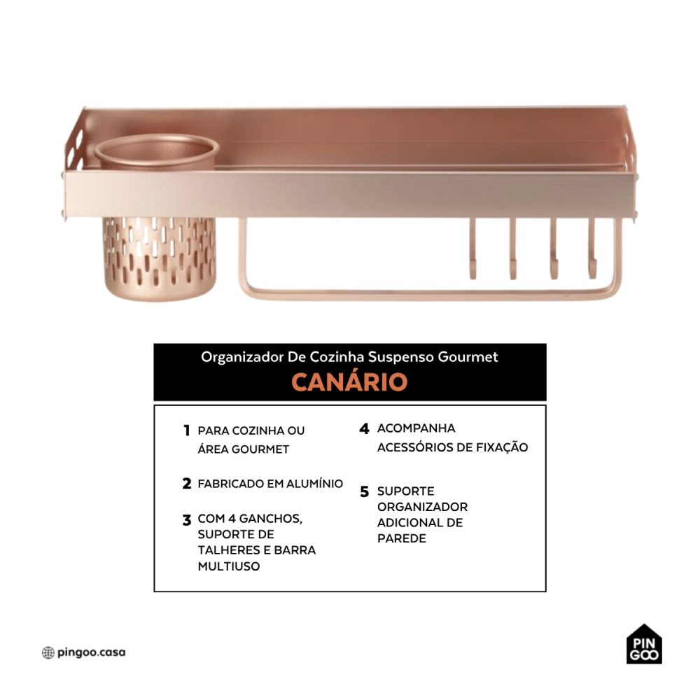 Cozinha Suspensa Gourmet Canário Pingoo.casa - Dourado Rose Cozinha Suspensa Gourmet Canário Pingoo.casa - Dourado Rose