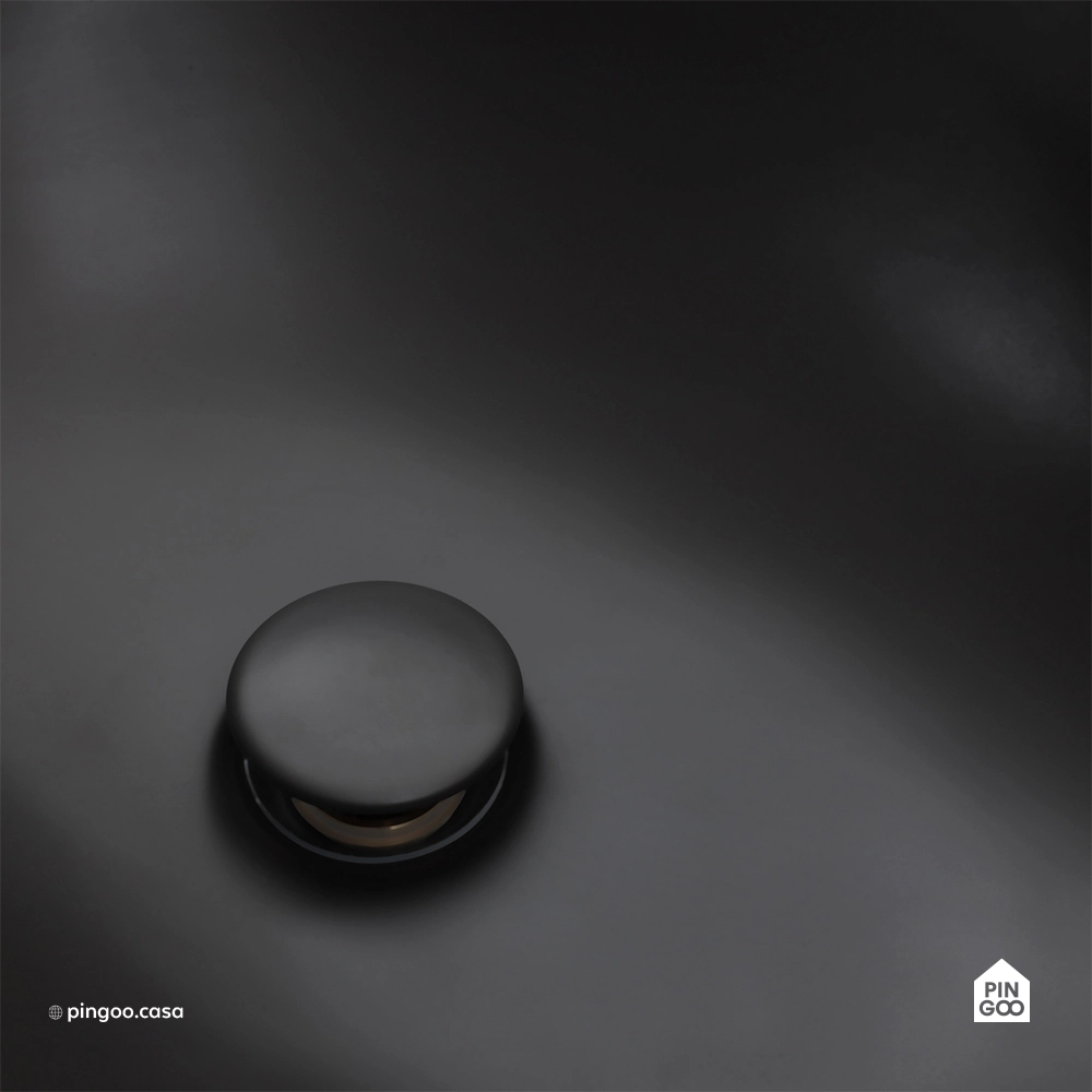 Cuba de Apoio para Banheiro Oval Louça Cerâmica 51cm Obsidiana - Preto