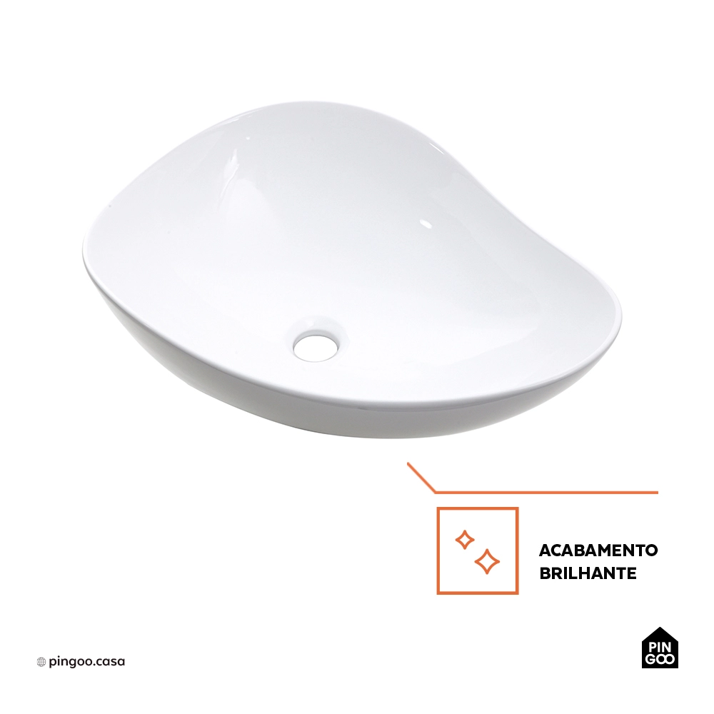 Cuba de Apoio para Banheiro Oval Louça Cerâmica Ambar - Branco