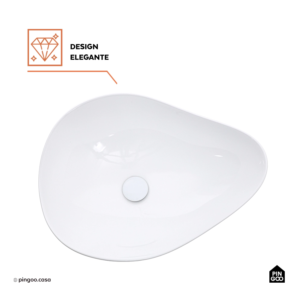Cuba de Apoio para Banheiro Oval Louça Cerâmica Ambar - Branco