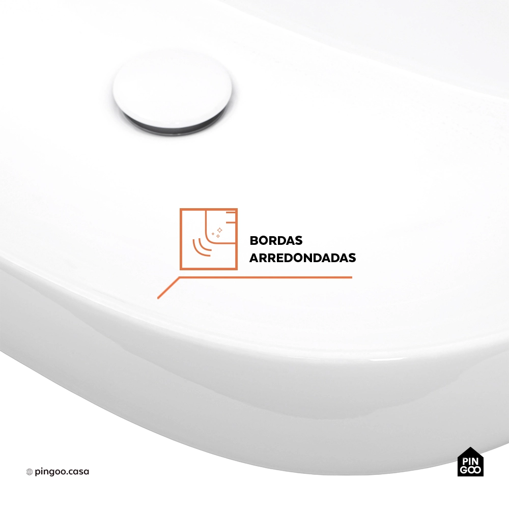 Cuba de Apoio para Banheiro Oval Louça Cerâmica Cianita - Branco