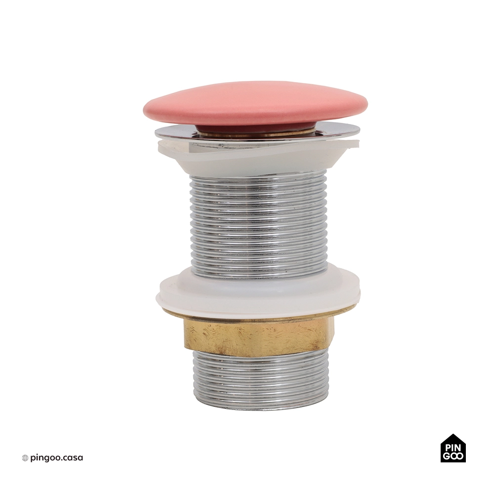 Cuba de Apoio para Banheiro Oval Louça Cerâmica Coral - Rosa e Branco