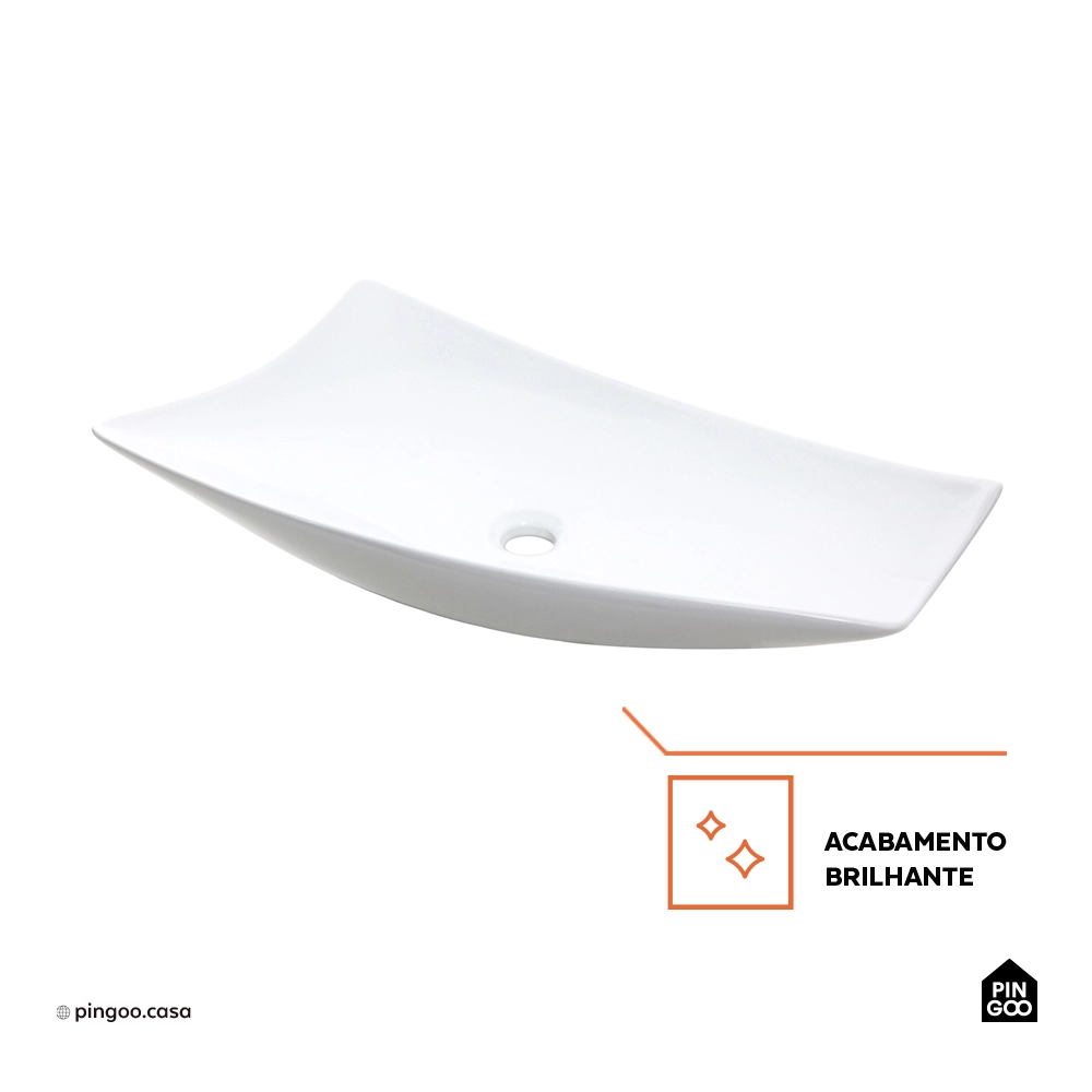 Cuba de Apoio para Banheiro Oval Louça Cerâmica Petalita - Branco