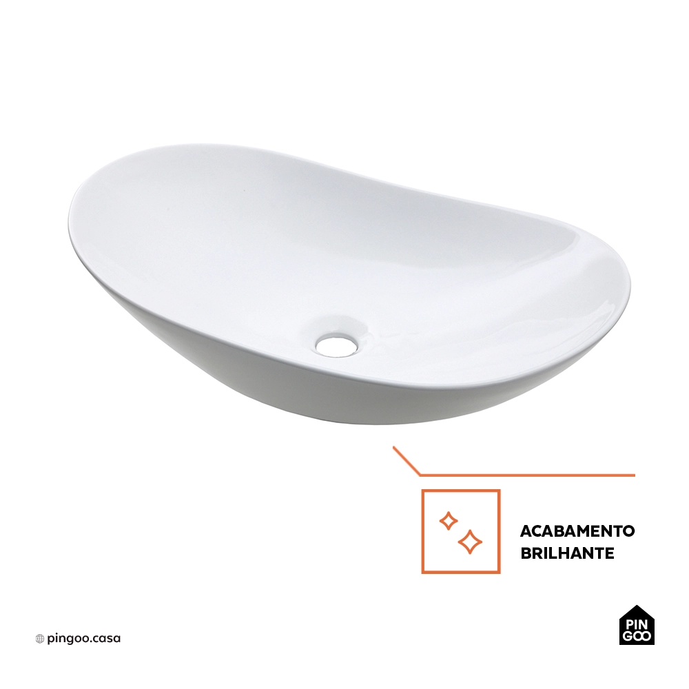 Cuba de Apoio para Banheiro Oval Louça Cerâmica Esfena - Branco