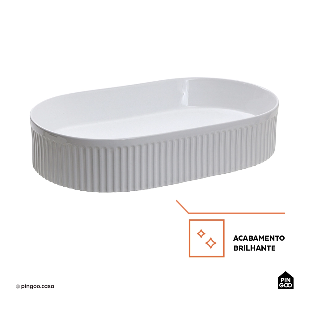 Cuba de Apoio para Banheiro Oval Louça Cerâmica Selenita - Branco