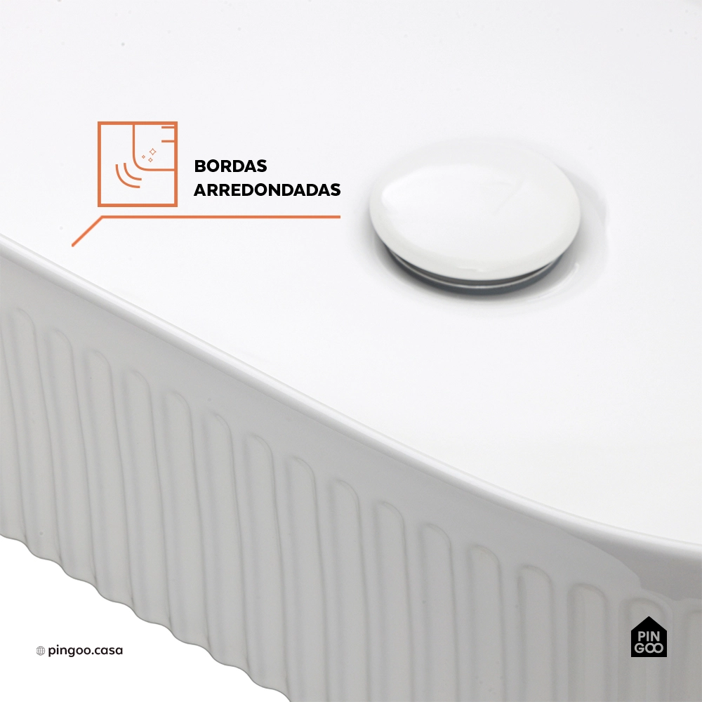 Cuba de Apoio para Banheiro Oval Louça Cerâmica Selenita - Branco