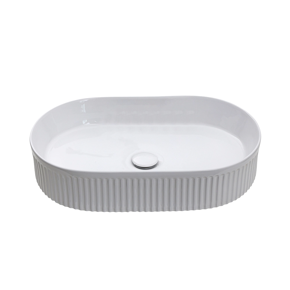 Cuba de Apoio para Banheiro Oval Louça Cerâmica Selenita - Branco